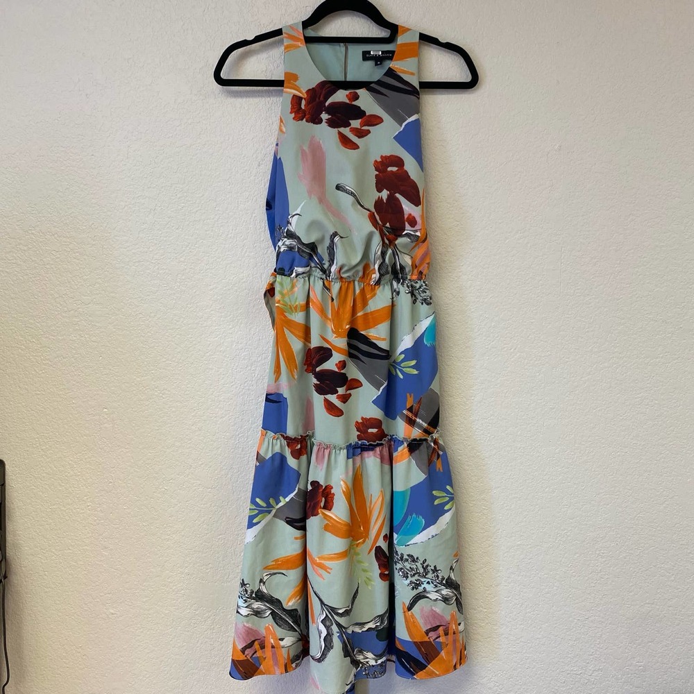 Slate & Willow Round Neck Printed Maxi Dress Size 0
